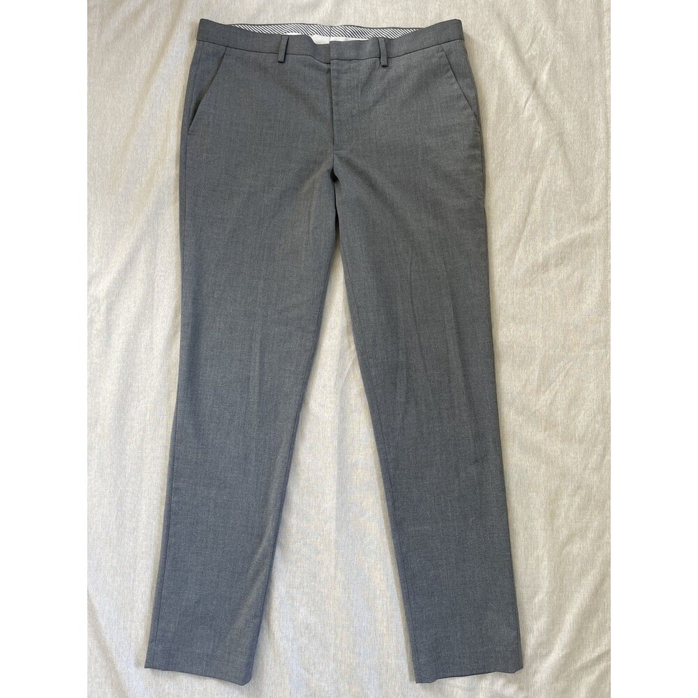 Express Mens 34x34 Extra Slim Dress Pants Gray Stretch Wrinkle Resistant Slacks